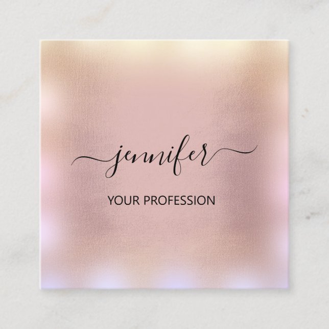 Blue Smoky Rose Gold Ombre  Professional Square Business Card (Front)