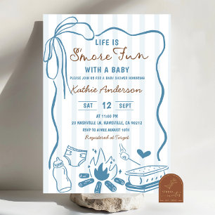 Blue Smore fun with a baby Boy baby shower Invitation