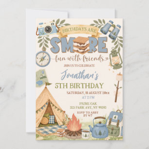 Blue Smore Fun With Friends Birthday Invitation