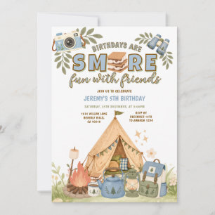 Blue Smore Fun With Friends Birthday Marshmallow Invitation
