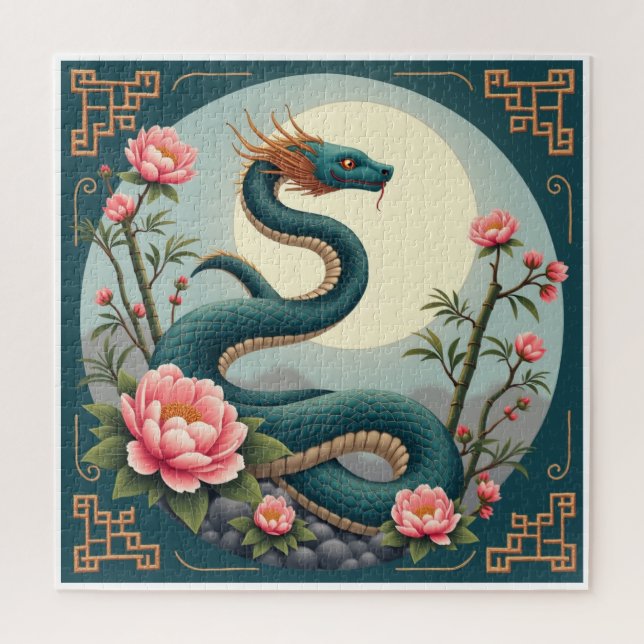 Blue Snake lotus flower Jigsaw Puzzle (Vertical)
