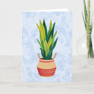 Blue Snake Plant Painted Thank You Card