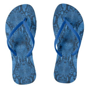 Blue Snake Skin Print Thongs