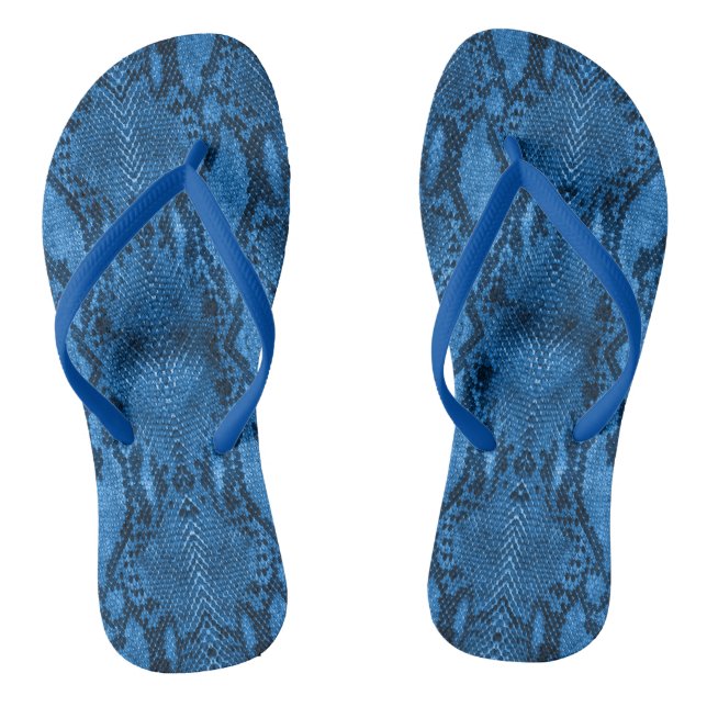 Blue Snake Skin Print Thongs (Footbed)