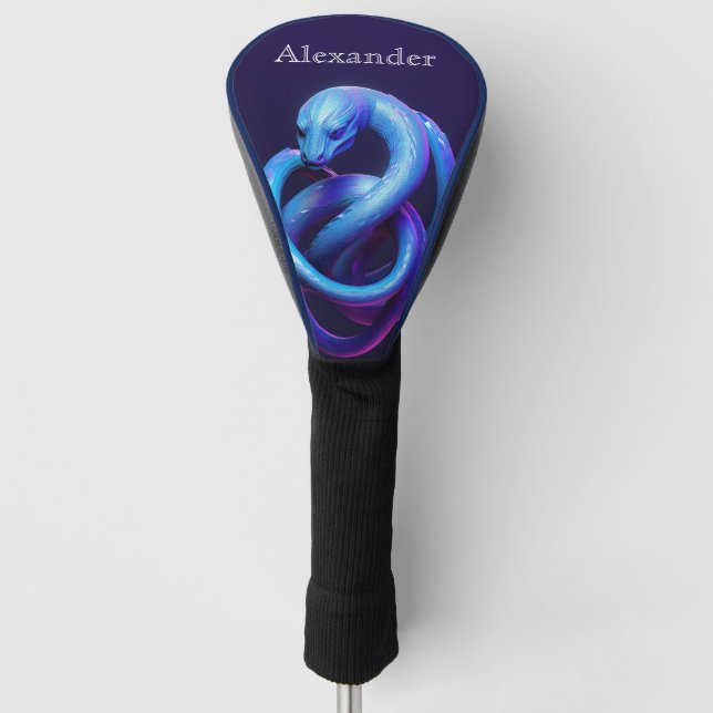 Blue Snake With Your Name Golf Head Cover (Front)