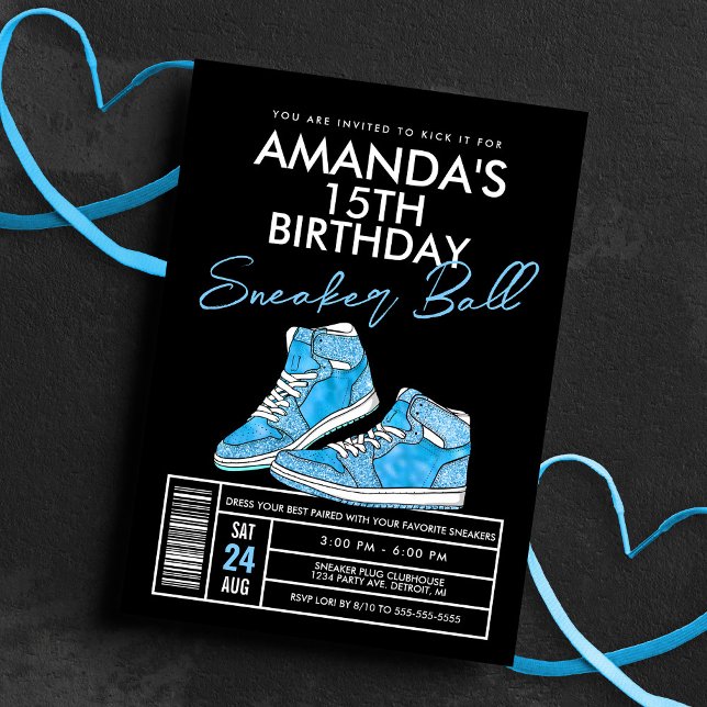 Blue Sneaker Ball Birthday Invitation (Creator Uploaded)