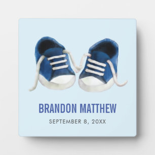Blue Sneakers Baby Plaque, Baby Shoes Picture Plaque