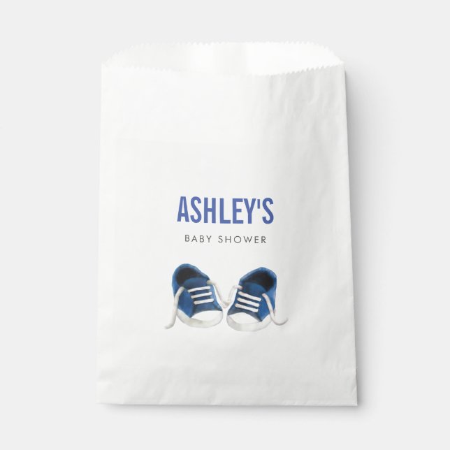 Blue Sneakers Baby Shower Favour Bag Treat Sacks (Front)