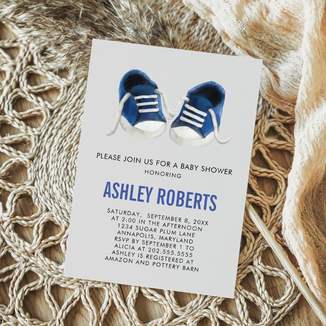 Blue Sneakers Baby Shower Invitation, Baby Boy Invitation (Creator Uploaded)