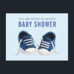 Blue Sneakers Baby Shower Invitation Postcard<br><div class="desc">Is there anything so sweet,  as the pitter patter of little feet? The design features my original painting of classic baby sneakers. Please contact me if you need help customising your order.</div>