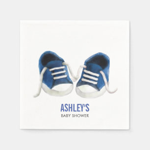 Blue Sneakers Baby Shower Napkins, Boy Baby Shower Napkin