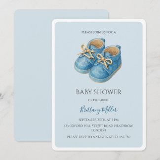Blue Sneakers Baby Shower Sports Invitation