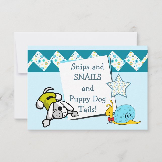 Blue Snips and Snails Birthday Party Invitation (Front)