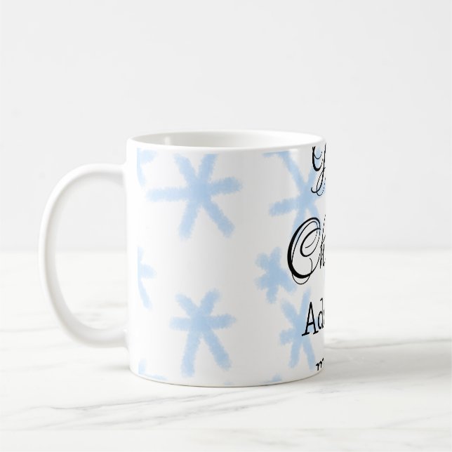 Blue snow flakes Christmas pattern snow pattern Coffee Mug (Left)