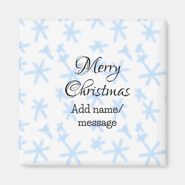 Blue snow flakes Christmas pattern snow pattern Magnet (Front)