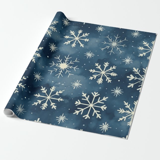 Blue snow flex pattern Christmas Wrapping Paper (Unrolled)
