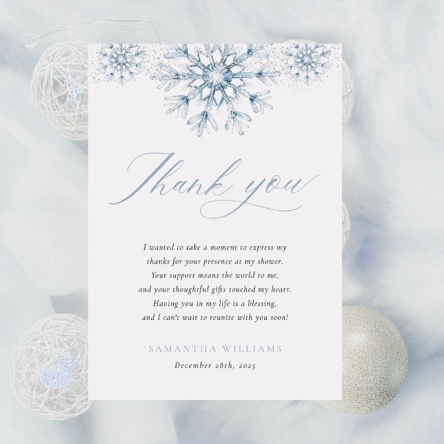 Blue Snow in Love Bridal Shower Thank You Card (Creator Uploaded)