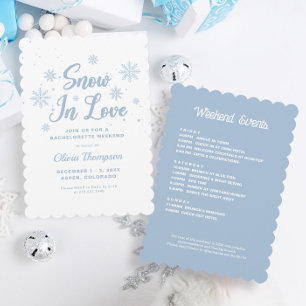 Blue Snow In Love Winter Bachelorette Party Invitation