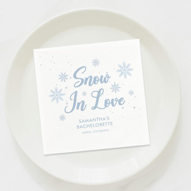 Blue Snow in love Winter Ski Bachelorette  Napkin (Creator Uploaded)