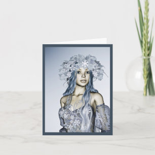 Blue Snow Maiden Winter Fantasy Portrait Note Card