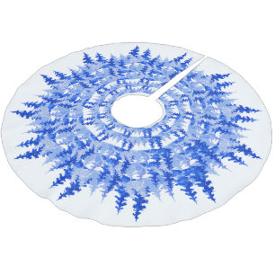 Blue snow Merry Christmas pine tree Xmas snowflake Brushed Polyester Tree Skirt