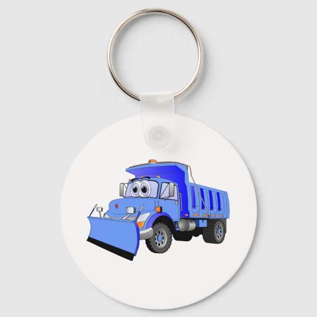 Blue Snow Plough Cartoon Key Ring (Front)