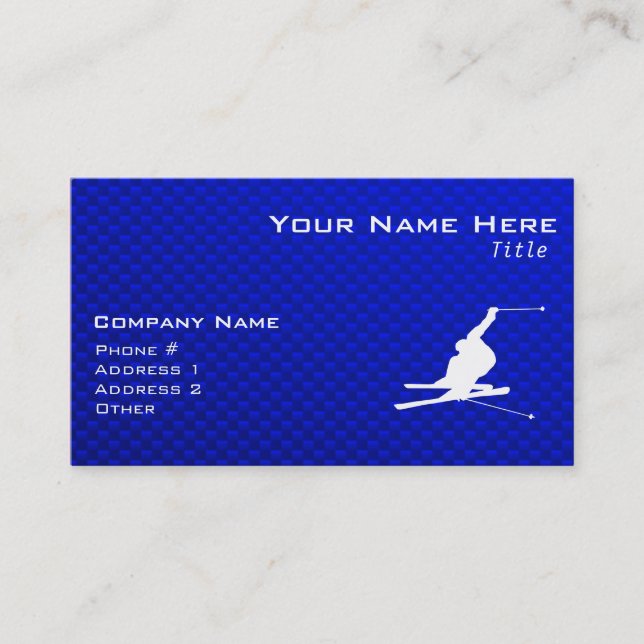 Blue Snow Skiing Business Card (Front)