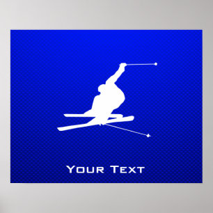Blue Snow Skiing Poster