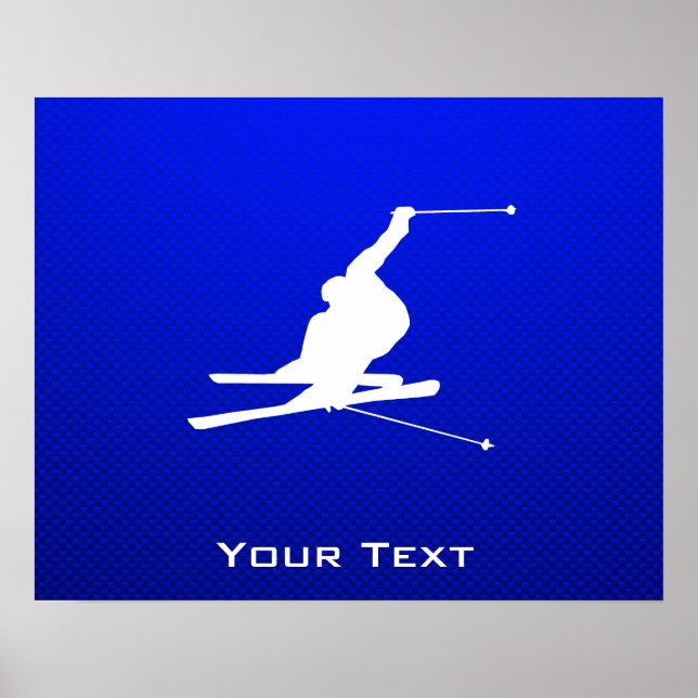 Blue Snow Skiing Poster (Front)