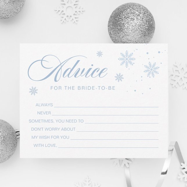 Blue Snow Winter Bridal Shower Advice Card (Creator Uploaded)