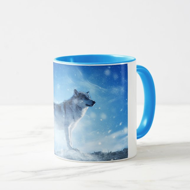 Blue Snow Wolf Combo Mug (Front Right)