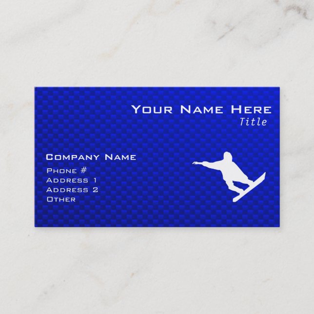 Blue Snowboarding Business Card (Front)