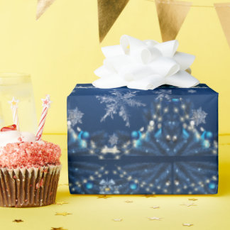 Blue Snowfall Christmas Wrap Wrapping Paper