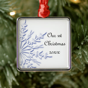 Blue Snowflake 1st Christmas Together Ornament