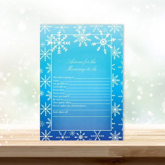 Blue Snowflake Advice For Mummy Baby Shower Game Invitation (Creator Uploaded)