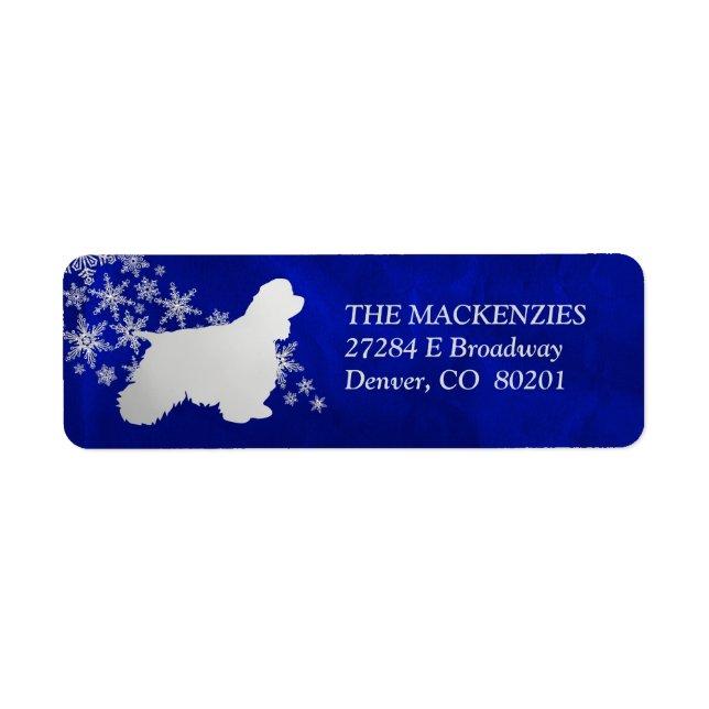 Blue Snowflake American Cocker Return Address Label (Front)