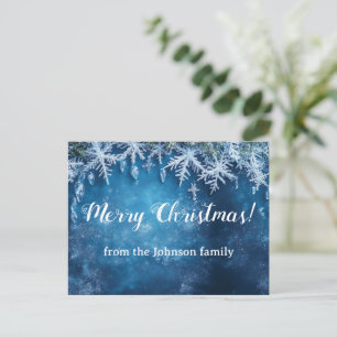 Blue snowflake and ice Christmas design Postcard