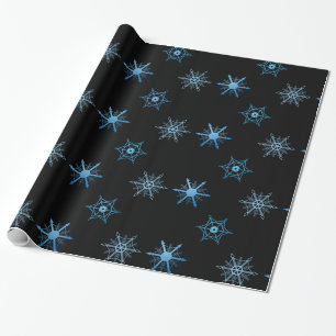 Blue Snowflake Art Wrapping Paper