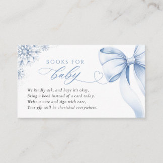 Blue Snowflake Baby Shower Books for Baby Enclosure Card
