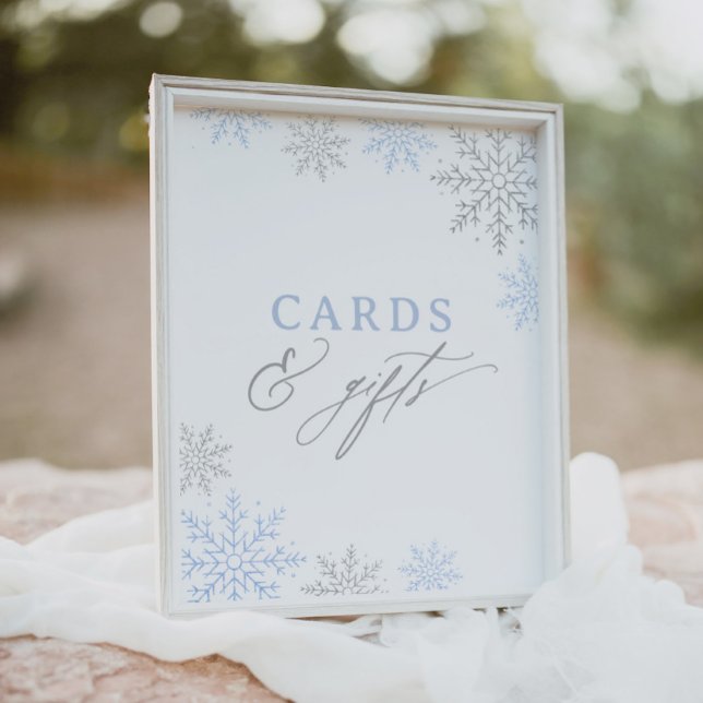 Blue Snowflake Baby Shower Cards and Gifts Sign (Creator Uploaded)