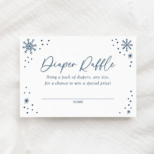 Blue Snowflake Baby Shower Diaper Raffle Ticket Enclosure Card