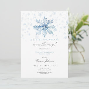 Blue Snowflake Baby Shower Invitation