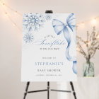 Blue Snowflake Baby Shower Invitation Welcome Sign