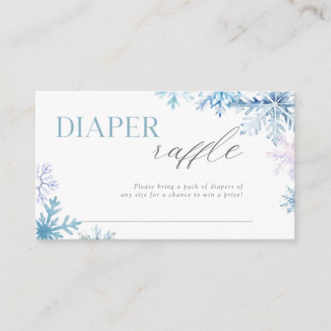 Blue Snowflake Baby Shower Raffle Card 3.5x2 (Front)