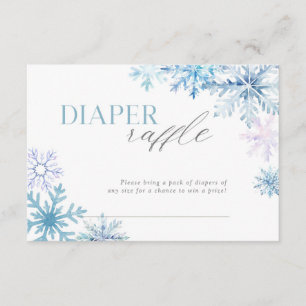 Blue Snowflake Baby Shower Raffle Card 3.5x5