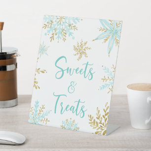 Blue Snowflake Baby Shower Sweets & Treats Sign