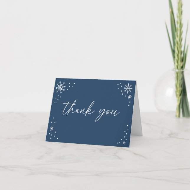 Blue Snowflake Baby Shower Thank You Card (Front)
