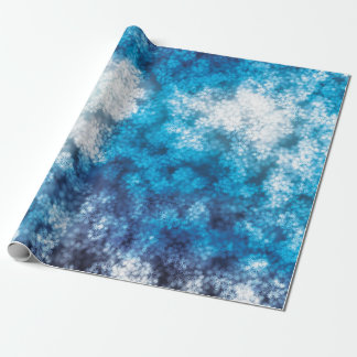 Blue Snowflake Bokeh Glitter Snow Wrapping Paper