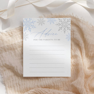 Blue Snowflake Boy Baby Shower Advice Card