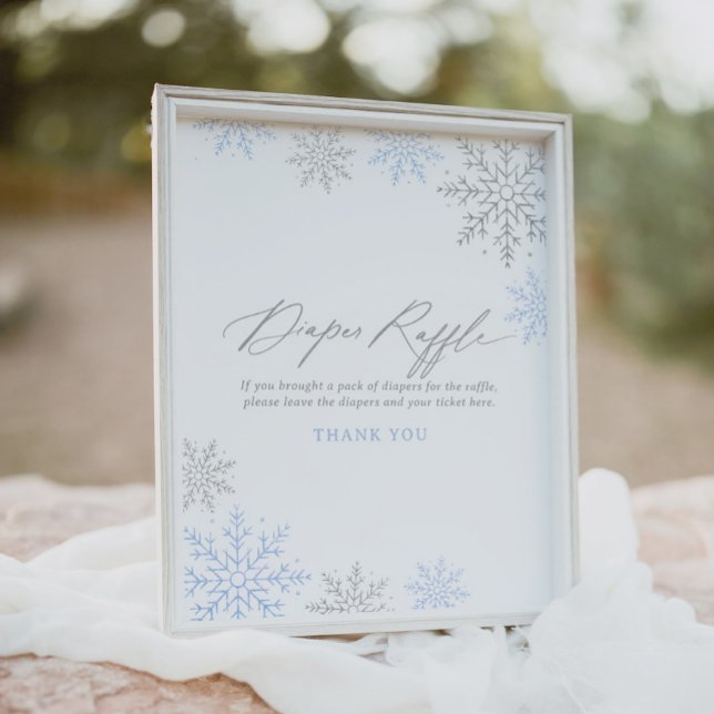 Blue Snowflake Boy Baby Shower Diaper Raffle Sign (Creator Uploaded)